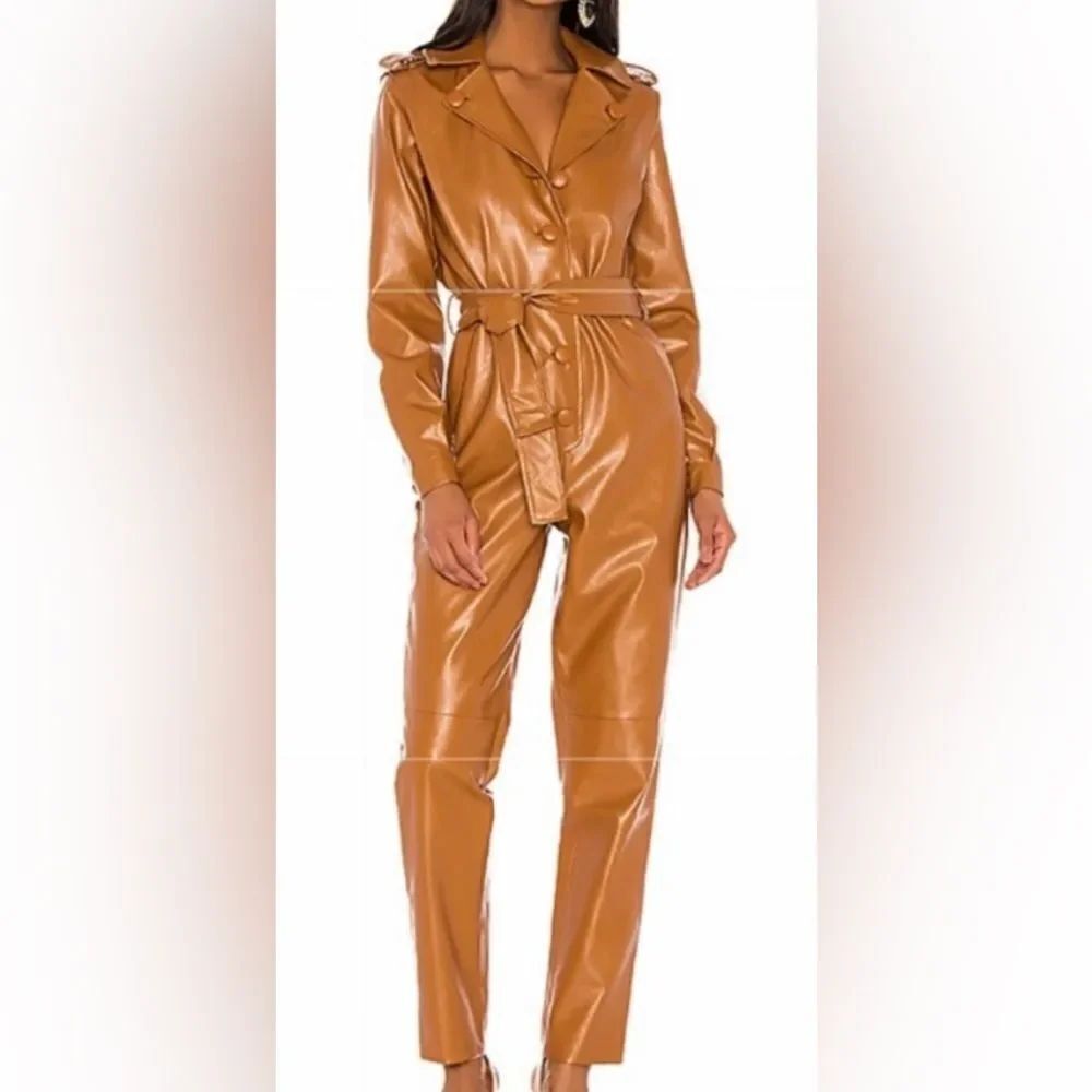Ronny Kobo Alie Faux Leather Jumpsuit dress suit pant one piece catsuit romper